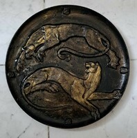 Roman type metal bowl, wild animals