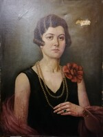 Persian Erzsébet (Erzsi) olaj-vászon női portré festmény