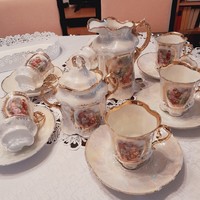 Antique richly gilded scene tea set