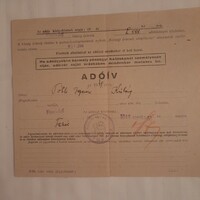 Tax form issued by the Fonyód tax office for the year 1949