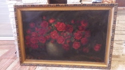 Penderné Rózsi igen ritka nagyméretű régi olaj vászon festmény