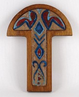 1N998 barkos bea : fire enamel crucifix