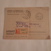 Registered letter of the Central Salaries Office, 1949