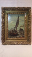 1901-ből olaj-fa jelzett hajós festmény