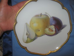 Gyümölcs mintás aranyozott szegélyű tányér