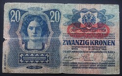 20 Korona 1913, "Deutschösterreich" felülbélyegzés, II. kiadás