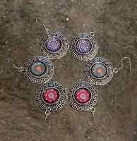 Mandala Earring in Purple and Pink Turquoise Colors