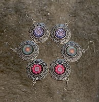 Mandala earrings in purple and pink turquoise colors