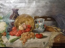 Székely Singer Antal 1906 olaj-vászon asztali csendélet festmény