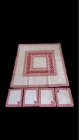 Old tablecloth set. With cross-stitch embroidery. 5 Pcs.-Os.