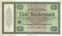 5 reichsmark 1933 Németország Konvesionskasse ritka kiváló állapotban. Perforált