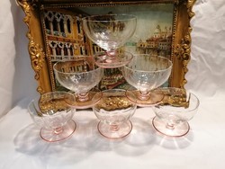 Interesting antique glass colored goblet glass set