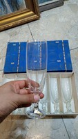 Polished glass wine glass set, 6 pieces, vintage, in a box.