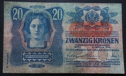 20 Korona 1913, "Deutschösterreich" felülbélyegzés, I. kiadás