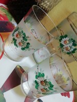 Antique painted bottle 2 glasses are in the condition shown in the pictures
