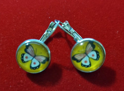 Convex lens sparkling butterfly earrings