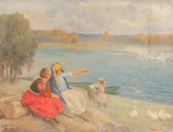 Czencz János: Lányok a vízparton, 1949