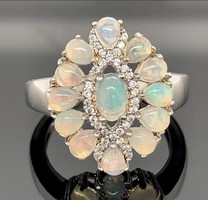 Noble opal full gemstone, sterling silver ring size 56 /925/ - new, many handcrafted jewelry!