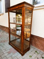 Antique early Biedermeier Viennese walnut display case with glass from the 1850s