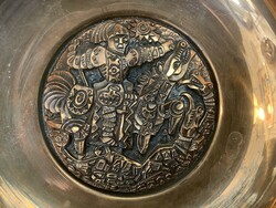 A collector's art copper wall plate with a depiction of St. George the slayer of the dragon, from the 1970s