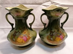 Capstan pottery marked porcelain romantic vase pair