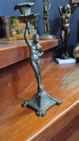 Art Nouveau metal candle holder, 26 cm high beauty.