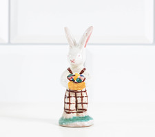 Last chance retro ceramic bunny figure - rabbit in gardening pants with Easter eggs