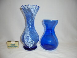 Two blue glass vases - together
