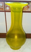 Sun yellow thick glass 26 cm tall vase with belly
