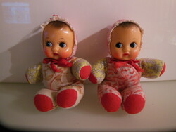 Doll - 2 pcs - brothers - sweet face - 13 x 10 cm - old - rubber face - collector's item - flawless