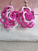 Color gradient boat lace rose earrings