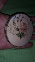 Antique copper / metal painted pink mirrored powder circle box 8 cm diameter as shown in the pictures