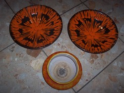 Orange retro - 2 plates and 1 ikebana together