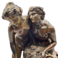 Clodion mythological bronze statue - satyr and nymph - m1359