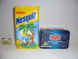 Nesquik kakaós és Lipton teás lemezdoboz - együtt