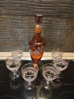 Hand-painted brandy wine bottle pouring wine colored glass brandy glass bottle with stopper