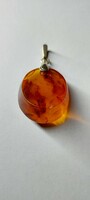 Soviet 1960s gold-plated 875 silver pendant, amber-jet