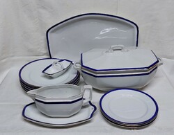 Jelzett, fehér - kobaltkék - arany porcelán étkészlet részlet