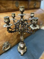 Antique 4-prong galvanized copper candle holder