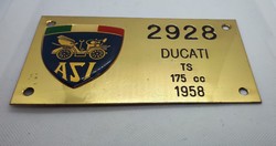 Italian vintage ducati ts 175 cm3 engine copper plate (asi)
