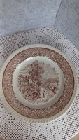 English faience porcelain flat plate, undamaged, diameter: 24 cm.