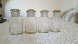 Old, square pharmacy, apothecary glass 4 pcs.