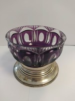 Antique silver footed purple crystal goblet