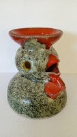 Juried, industrial ceramic rooster/candle holder, retro, mid-century