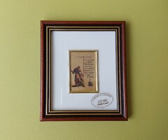 Miniature gold picture, wall picture printed on a gilded plate - may the lord bless you...