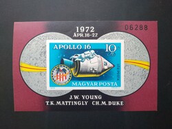 1972 Apolló - 16 blokk, vágott ** G3