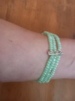 Apple green glass bead 3-row bracelet