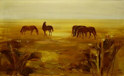 István Dér (1937 - 1993) grazing horses
