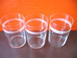 Retro szovjet, orosz fehér-piros csíkos üveg poharak 3 db