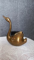Vintage copper bowl, swan-shaped, core: 19 cm, edge: 15 cm, opening: 5.5 x 7 cm, 402 gr.